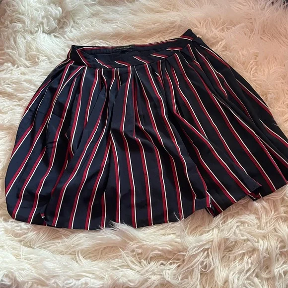 Banana Republic A-Line Pleated Striped Skirt Size 4 - Picture 2 of 5